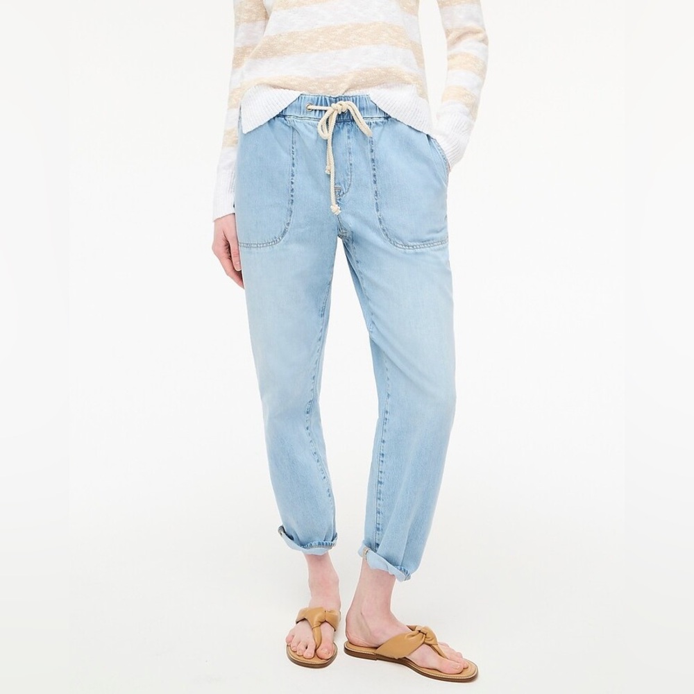 J.Crew  Denim jogger pant with rope tie closure size 29